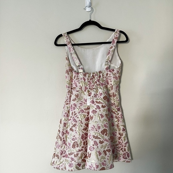 NWT FREE PEOPLE A-line Jacquard Metallic Floral Mini Dress Small - Picture 4 of 6
